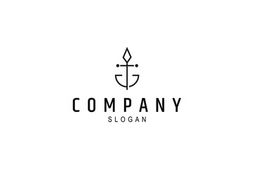 anchor logo with spear in simple flat design style © FendyTerisno