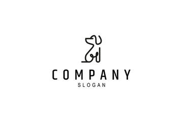 abstract dog logo in continuous line design style