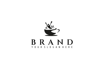 coffee logo with abstract people splash in flat design