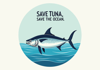 Vector Designs for World Tuna Day - Social Media, T-Shirt, Sticker, Poster, Print Cards, Animated GIF - Solid Colors, No Gradients, Eco-Friendly Illustration