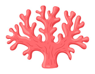 Cartoon ocean coral. Underwater marine flora coral reef part, sea nature flat vector illustration. Ocean flora coral plant