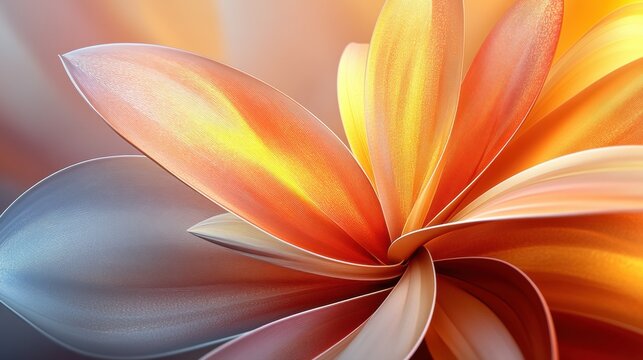 Abstract floral design with petals forming parabolic curves. Minimalist composition with text space