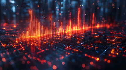 Naklejka premium Futuristic Glowing Cityscape At Night