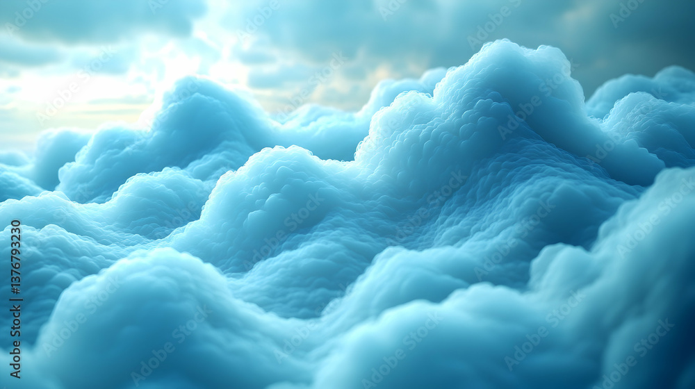 Aufkleber vast billowing blue clouds stretch soft and inviting light filters through casting ethereal glow a d