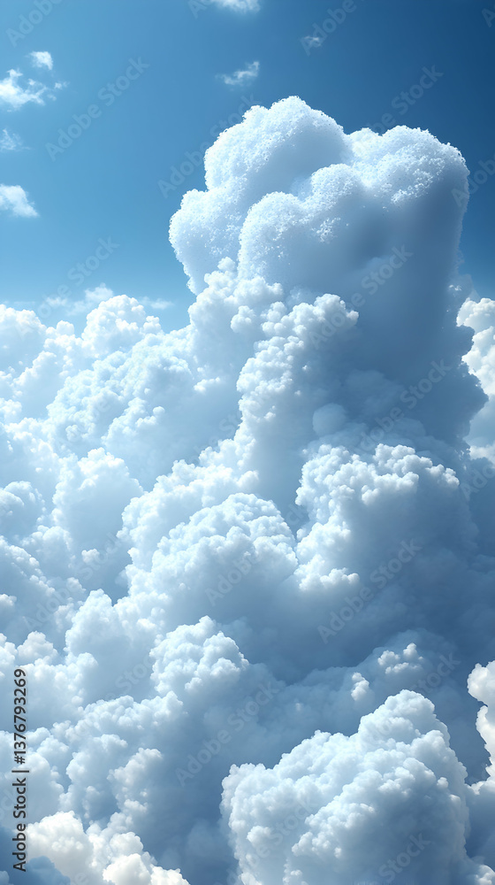 Poster vast fluffy clouds fill the sky with layers of airy textures offering a breathtaking view against a 