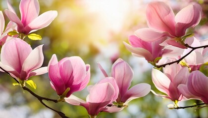 Fototapeta premium magnolia blossom in spring spring nature background banner