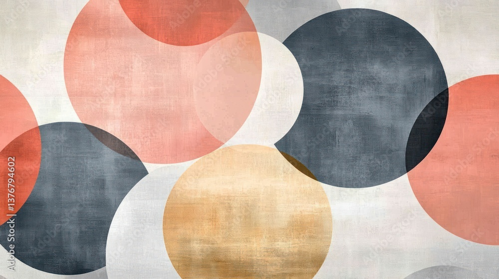 Poster abstract artwork featuring overlapping circles in various colors and sizes