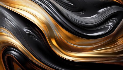abstract swirling liquid metallic textures in black gold silver tones fluid dynamic flowing movement