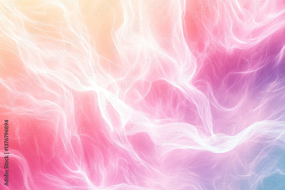 Poster swirling pastel colors blend in abstract design with soft, flowing patterns