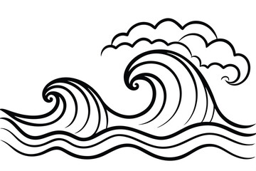 Fototapeta premium Abstract sea waves. Ocean silhouette aqua curlicues, ripples, curls, splashes. Turquoise and blue water marine icons for graphic design. Logo template. Vector set. Tsunami or stormy weather