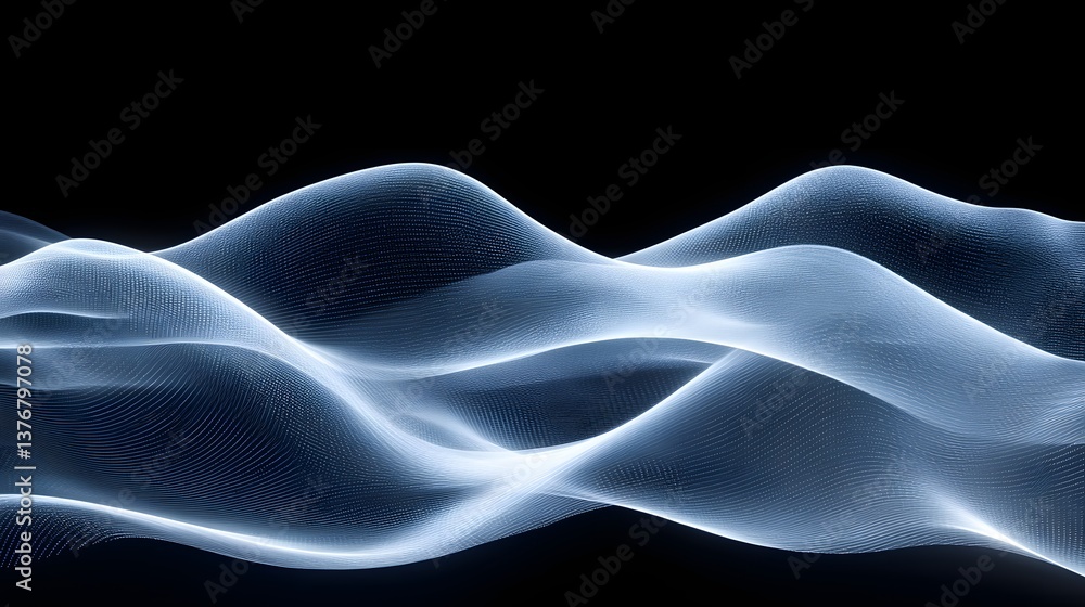 Poster an enigmatic wave of light creating a futuristic atmosphere with fluid movement and vibrant energy