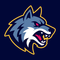 Wolf Head Vector Sports Mascot Logo – Fierce Wolf Team Emblem for Esports & Athletic Branding
