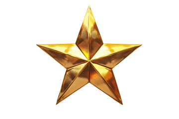 Obraz premium 3D golden star with geometric design and glossy finish, centered on white background in minimalist digital art style