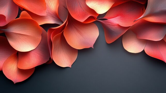 Abstract floral design with petals forming parabolic curves. Minimalist composition with text space