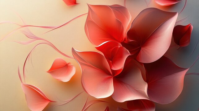 Abstract floral design with petals forming parabolic curves. Minimalist composition with text space