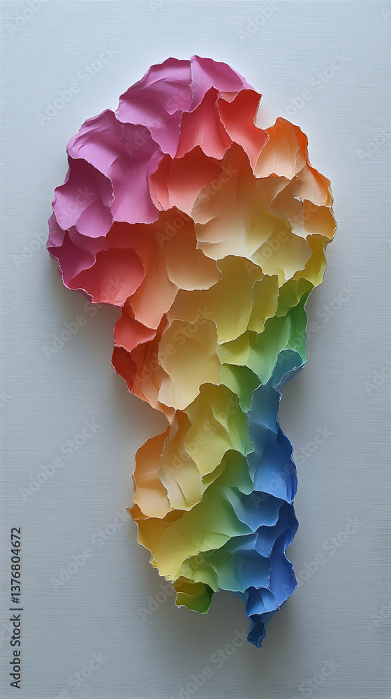 Aufkleber vivid rainbow hues cascade in layers forming an abstract shape against a textured backdrop soft shad