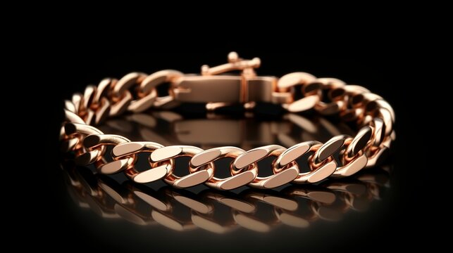 A photo of a rose gold chain bracelet. ,