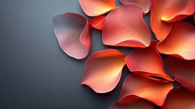 Abstract floral design with petals forming parabolic curves. Minimalist composition with text space