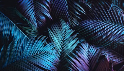 tropical leaves glow in the dark color toned