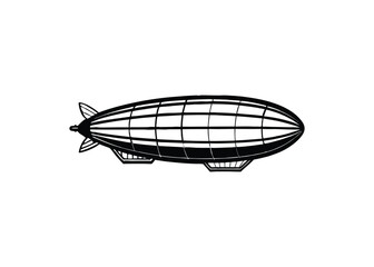 Silhouette of an airship isolated on a white background