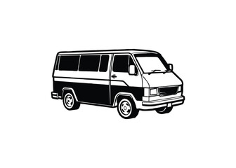 Silhouette of cargo van isolated on a white background