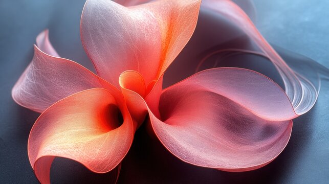 Abstract floral design with petals forming parabolic curves. Minimalist composition with text space