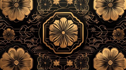 Elegant Gold and Black Floral Pattern Design