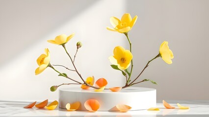 Lemon-Infused Organic Stone Pedestal: Hyper-Realistic 3D Rendering