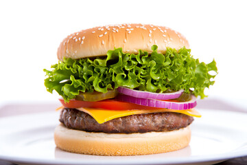 hamburger on black plate