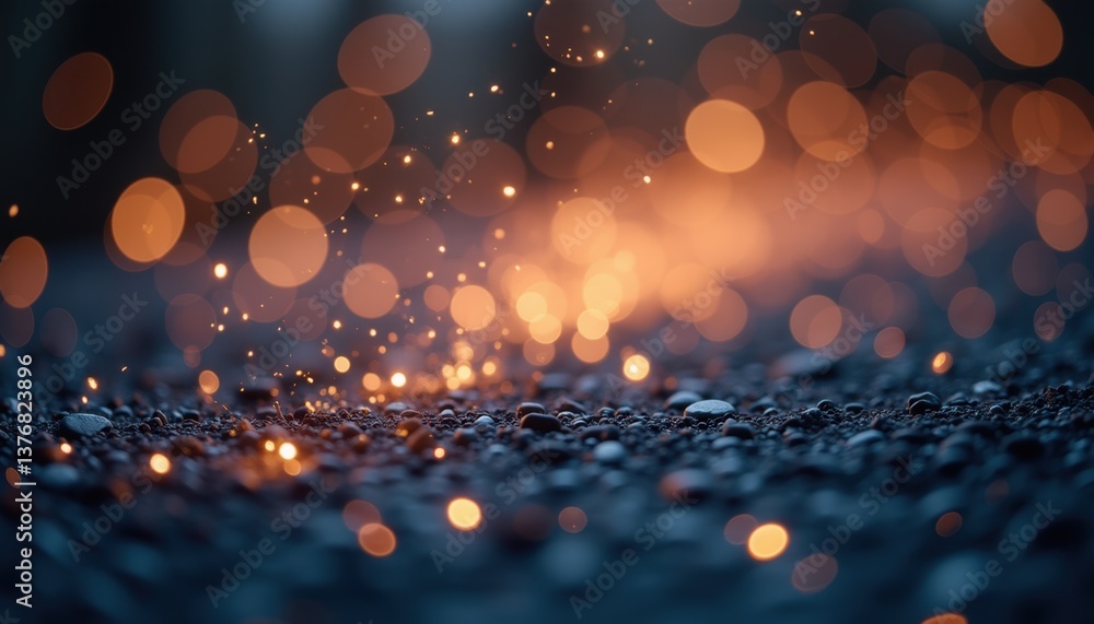 Poster abstract bokeh lights creating a warm atmosphere on dark surface
