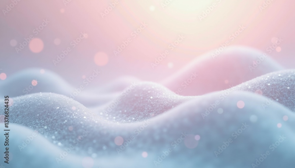 Poster soft snowy landscape with sparkling texture and warm glow