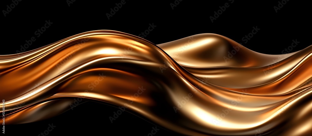 Poster luxurious flowing copper metallic waves create dynamic abstract background with smooth glossy curves