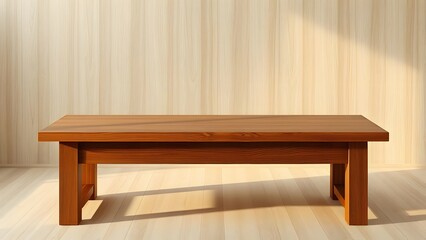 Fototapeta premium Elegant Wooden Podium for Beauty Product Showcase with Fashion-Inspired Styling and Soft Morning Ambiance