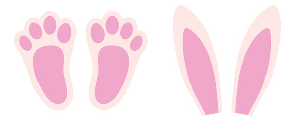 Easter Bunny Feet and Ears Vector Set