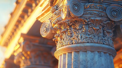 Fototapeta premium Beautiful close-up of Corinthian column architecture high resolution wallpaper
