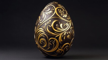 A deep brown Easter egg with elegant gold vein like patterns. The luxurious, marble-inspired design adds a sophisticated touch, making it perfect for decorative themes, and digital art