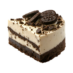 Oreo Cheesecake Piece with Cookies Isolated on Transparent Background