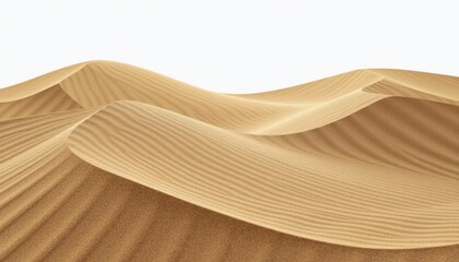 CloseUp Desert Sand Dune with Blue Sky Contrast. A close up of a sand dune with a white background.