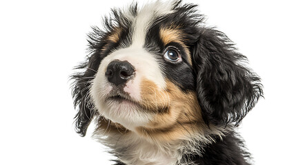 Fototapeta premium A black and white dog with brown and white fur. AI Generated