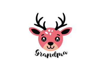 Cartoon Christmas reindeer with red nose wearing a hat in the snow, celebrating the holiday season, cute and happy design