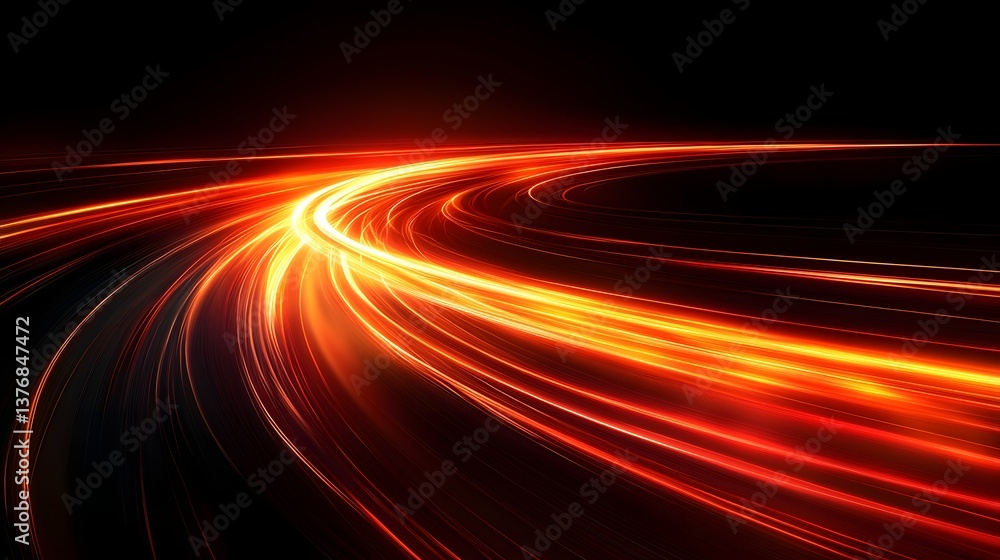 Poster high-speed motion on a highway captured in abstract light trails conveying energy and dynamic moveme