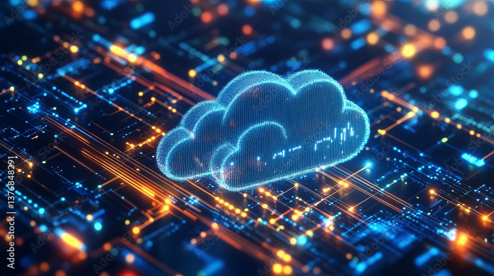 Poster abstract digital cloud computing network technology data storage innovation future global digital tr