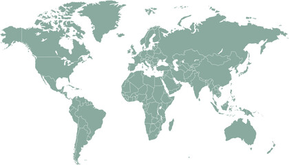 World map. Grey modern vector map. Silhouette map	