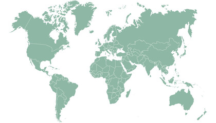 World map. Grey modern vector map. Silhouette map	
