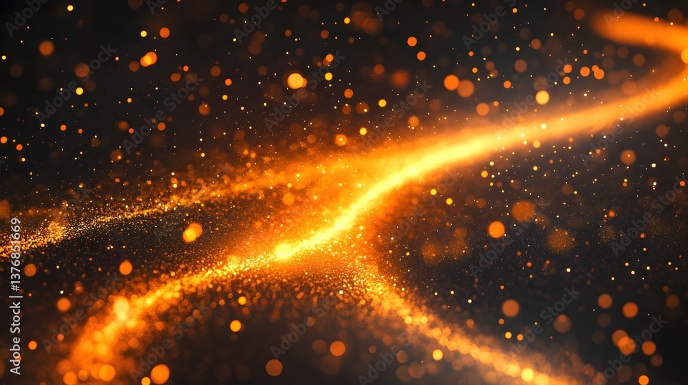 Poster bright orange light radiating energy in an abstract design creating a vivid visual experience of mot