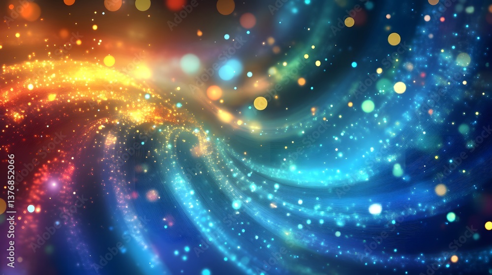 Poster colorful background filled with numerous lights creating a vibrant and energetic abstract light expe