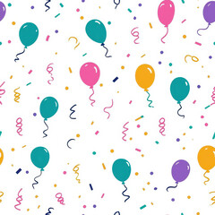 Bright balloons, joyful streamers, and colorful confetti create a festive backdrop perfect for any celebration.