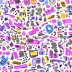 Dive into a vibrant world with this abstract colorful doodle pattern that sparks creativity in any modern design project.