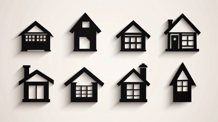 Fototapeta premium Explore a diverse set of sleek black house icons, perfect for design projects, websites, or presentations.