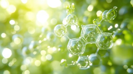 Molecular Structure in a Green Environment: A 3D Rendering of a Complex Molecule Against a Lush Green Background, Symbolizing Nature and Science